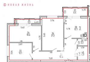 3-к квартира, строящийся дом, 89м2, 14/16 этаж