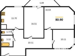 3-к квартира, вторичка, 81м2, 3/23 этаж