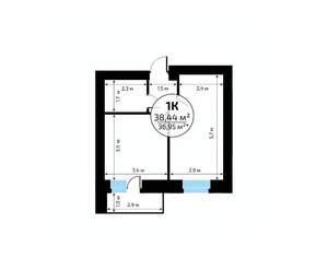 1-к квартира, вторичка, 38м2, 3/18 этаж