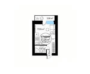 Студия квартира, вторичка, 27м2, 3/18 этаж