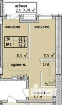Студия квартира, вторичка, 43м2, 9/12 этаж