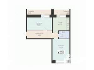2-к квартира, вторичка, 61м2, 1/12 этаж