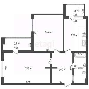 2-к квартира, вторичка, 69м2, 10/16 этаж