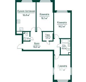3-к квартира, строящийся дом, 87м2, 5/29 этаж