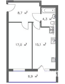 1-к квартира, вторичка, 50м2, 7/20 этаж