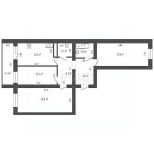 3-к квартира, вторичка, 82м2, 8/18 этаж