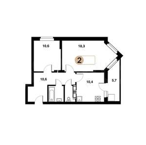 2-к квартира, вторичка, 55м2, 21/26 этаж