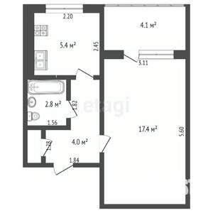 1-к квартира, вторичка, 30м2, 5/9 этаж