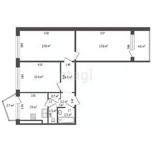 3-к квартира, вторичка, 67м2, 9/12 этаж