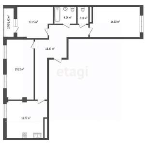 3-к квартира, вторичка, 91м2, 2/25 этаж