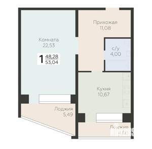 1-к квартира, строящийся дом, 58м2, 5/11 этаж