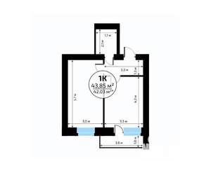 1-к квартира, вторичка, 44м2, 4/18 этаж