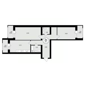 2-к квартира, вторичка, 83м2, 2/8 этаж