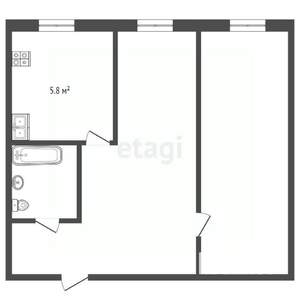 2-к квартира, вторичка, 43м2, 3/5 этаж