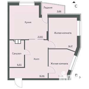 2-к квартира, вторичка, 79м2, 3/22 этаж