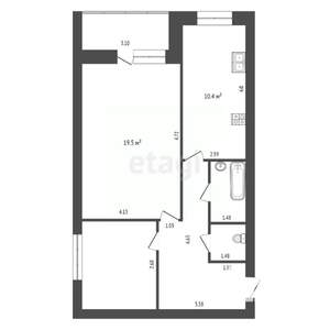 2-к квартира, вторичка, 52м2, 7/12 этаж