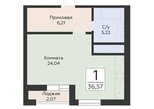 Студия квартира, вторичка, 36м2, 16/24 этаж