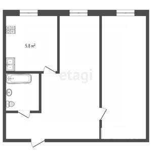 2-к квартира, вторичка, 43м2, 3/5 этаж