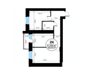 2-к квартира, вторичка, 58м2, 14/18 этаж