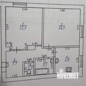 2-к квартира, вторичка, 46м2, 5/5 этаж