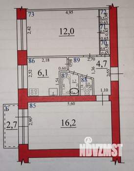 2-к квартира, вторичка, 43м2, 2/5 этаж