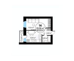 1-к квартира, вторичка, 40м2, 12/18 этаж