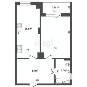 1-к квартира, вторичка, 45м2, 4/16 этаж