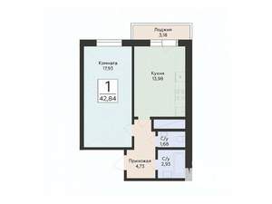 1-к квартира, вторичка, 43м2, 6/24 этаж