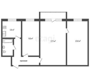 3-к квартира, вторичка, 57м2, 4/5 этаж
