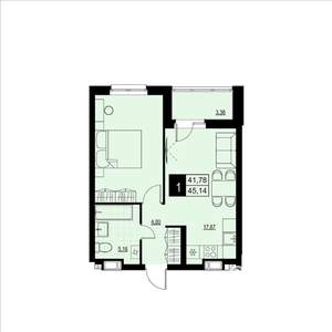 1-к квартира, вторичка, 43м2, 2/23 этаж