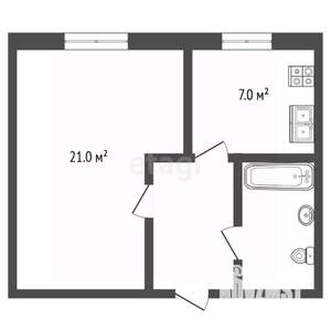 1-к квартира, вторичка, 32м2, 3/3 этаж