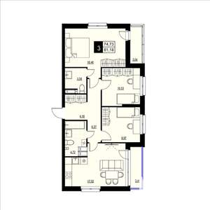 3-к квартира, вторичка, 78м2, 3/23 этаж