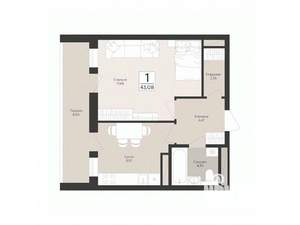 1-к квартира, вторичка, 43м2, 12/17 этаж