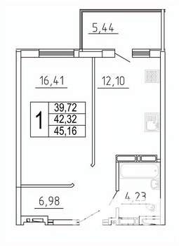 1-к квартира, строящийся дом, 45м2, 22/28 этаж