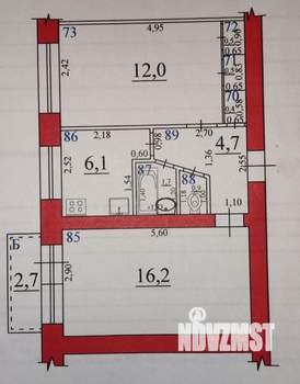2-к квартира, вторичка, 43м2, 2/5 этаж