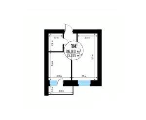 1-к квартира, вторичка, 37м2, 17/18 этаж