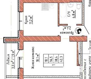 1-к квартира, вторичка, 39м2, 2/16 этаж