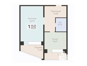 1-к квартира, вторичка, 53м2, 10/12 этаж