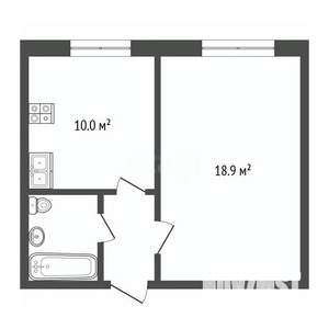 1-к квартира, вторичка, 36м2, 1/2 этаж