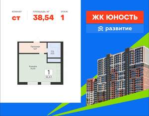 Студия квартира, вторичка, 39м2, 1/24 этаж