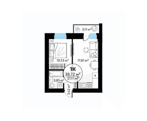 1-к квартира, вторичка, 39м2, 7/18 этаж