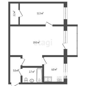 2-к квартира, вторичка, 43м2, 4/5 этаж