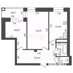 2-к квартира, вторичка, 57м2, 4/9 этаж