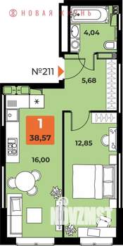 1-к квартира, вторичка, 38м2, 23/23 этаж