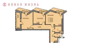 2-к квартира, строящийся дом, 73м2, 4/21 этаж