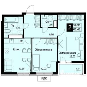 2-к квартира, вторичка, 63м2, 11/19 этаж