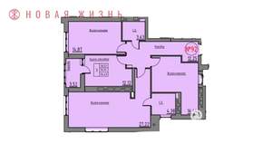 3-к квартира, строящийся дом, 94м2, 13/21 этаж