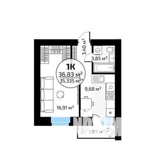 1-к квартира, вторичка, 37м2, 7/18 этаж
