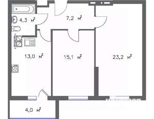 2-к квартира, вторичка, 67м2, 9/20 этаж