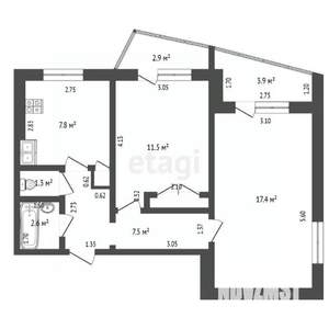 2-к квартира, вторичка, 50м2, 7/9 этаж